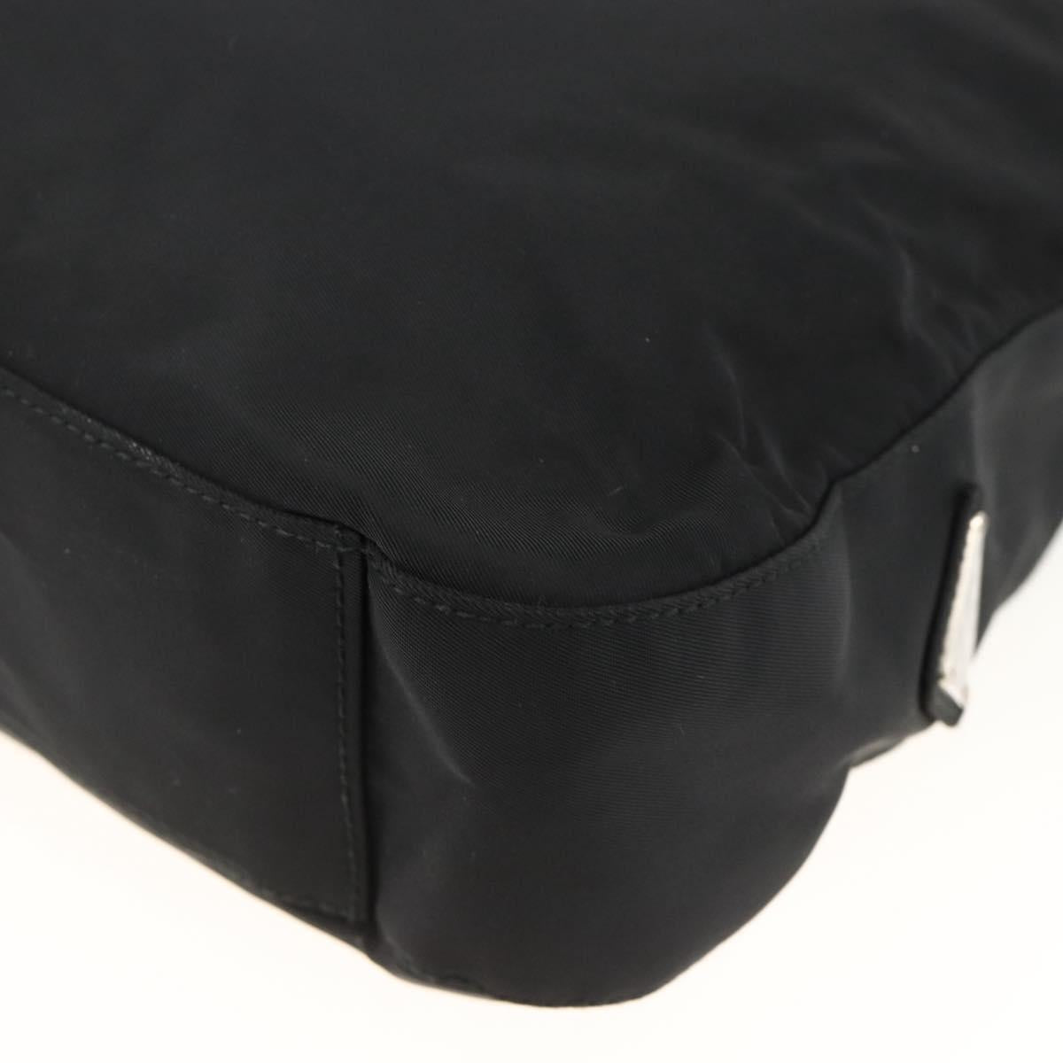 PRADA Shoulder Bag Nylon Black Silver Auth 174544