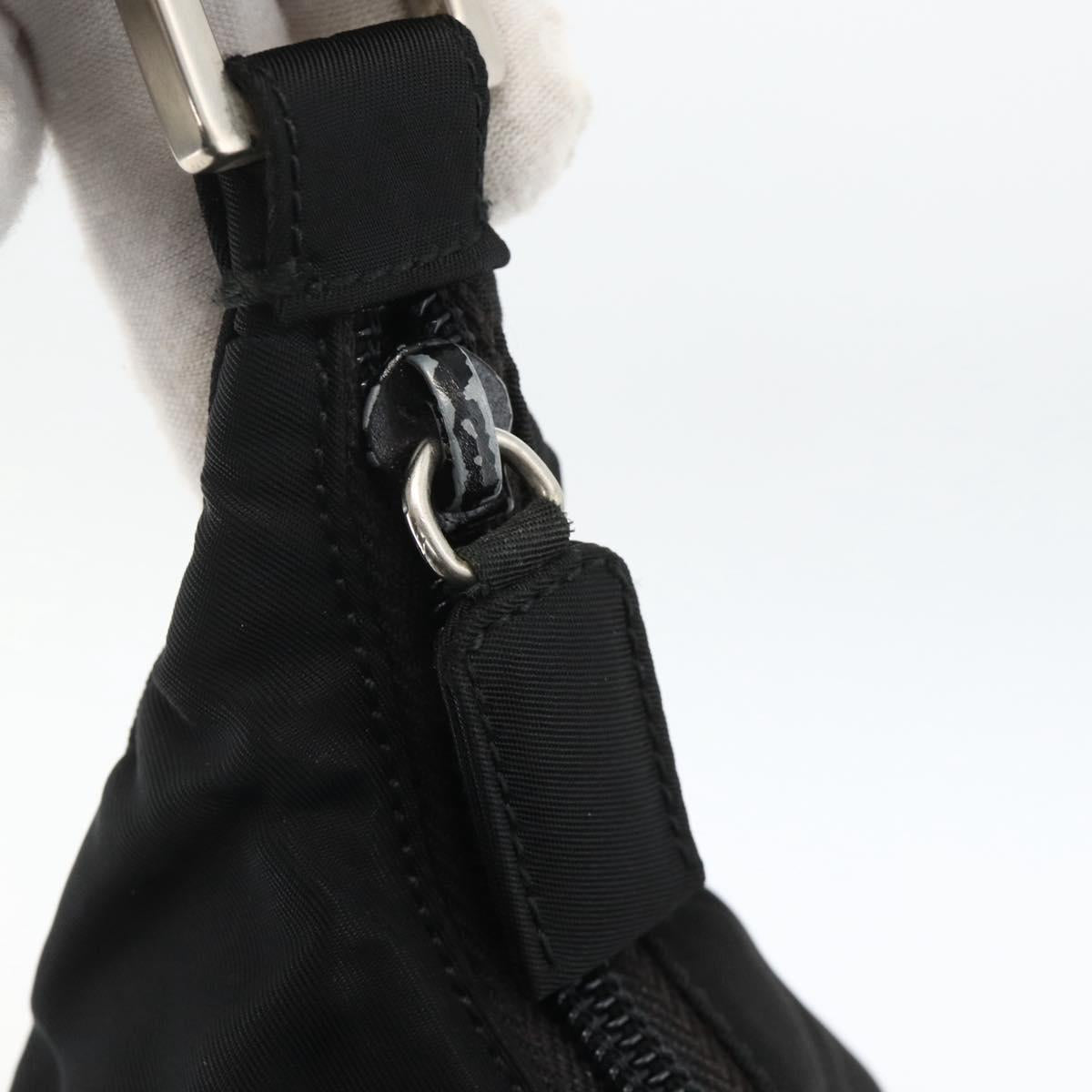 PRADA Shoulder Bag Nylon Black Silver Auth 174544
