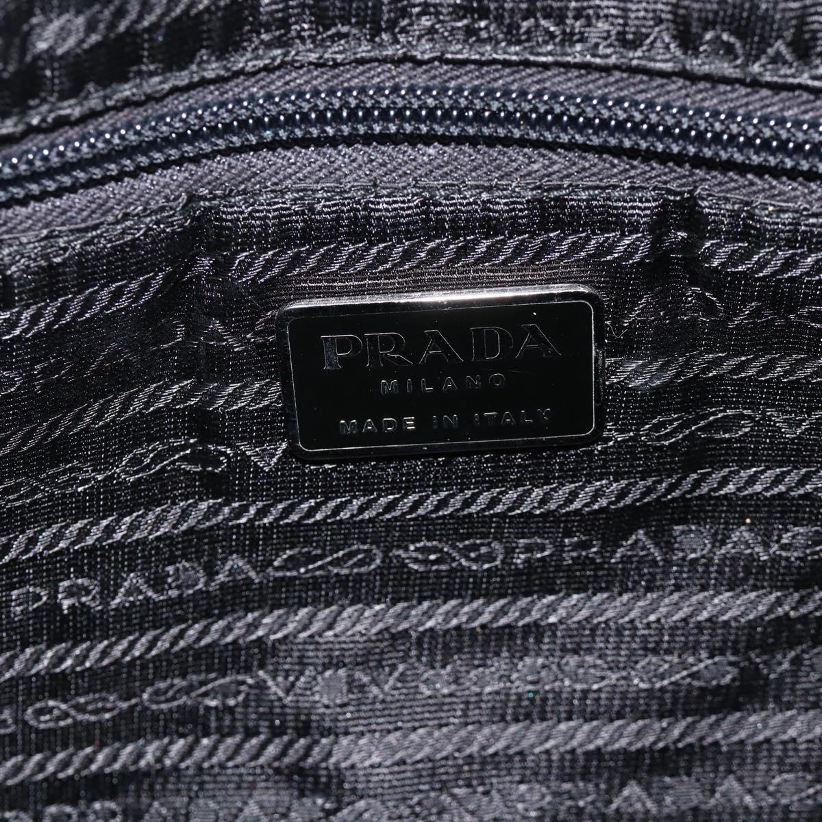 PRADA Shoulder Bag Nylon Black Silver Auth 174544