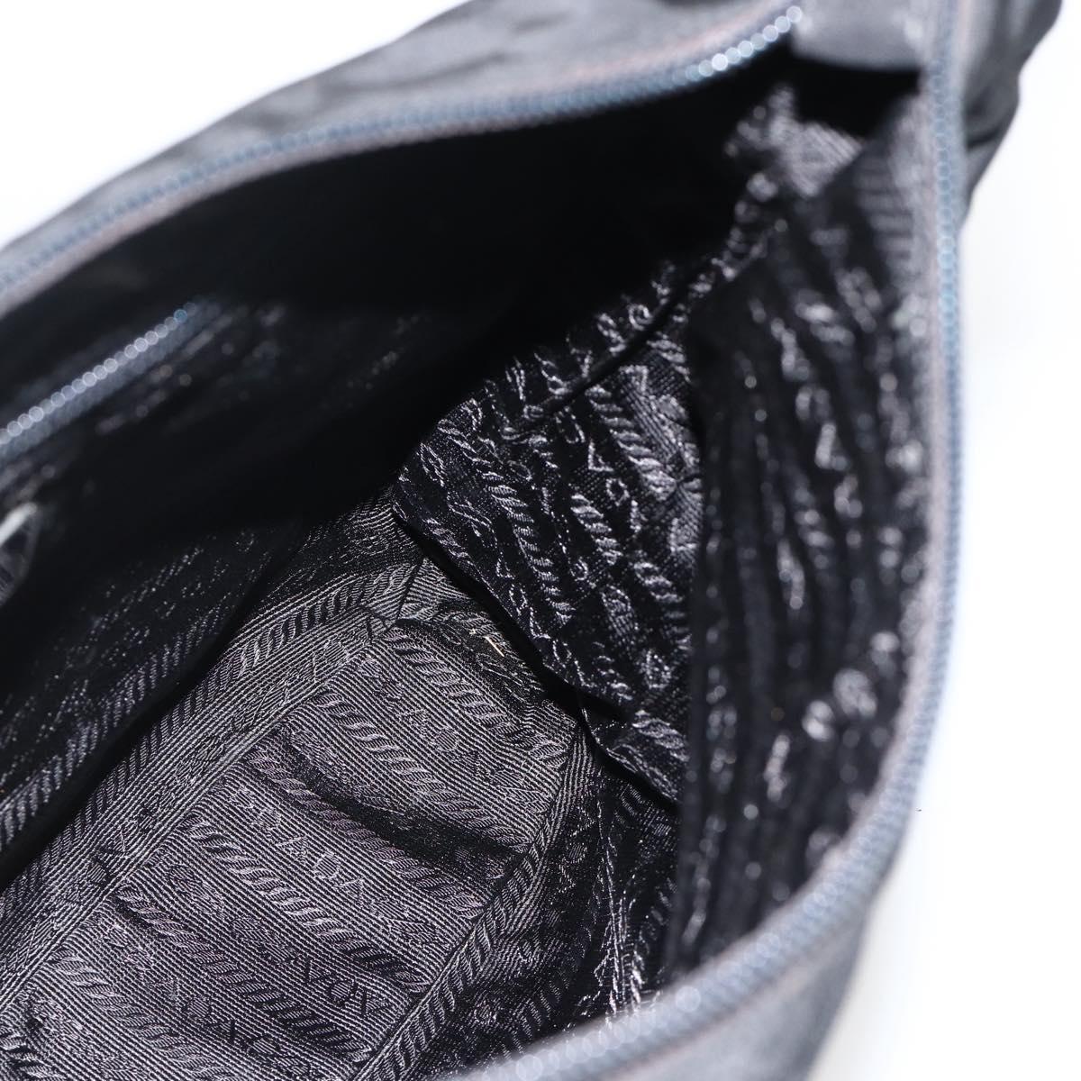 PRADA Shoulder Bag Nylon Black Silver Auth 174544
