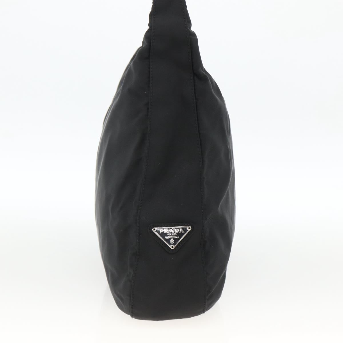 PRADA Shoulder Bag Nylon Black Silver Auth 174544