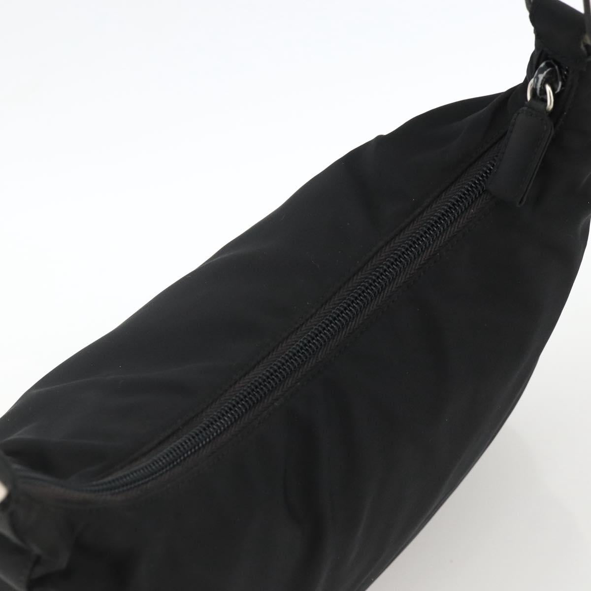 PRADA Shoulder Bag Nylon Black Silver Auth 174544