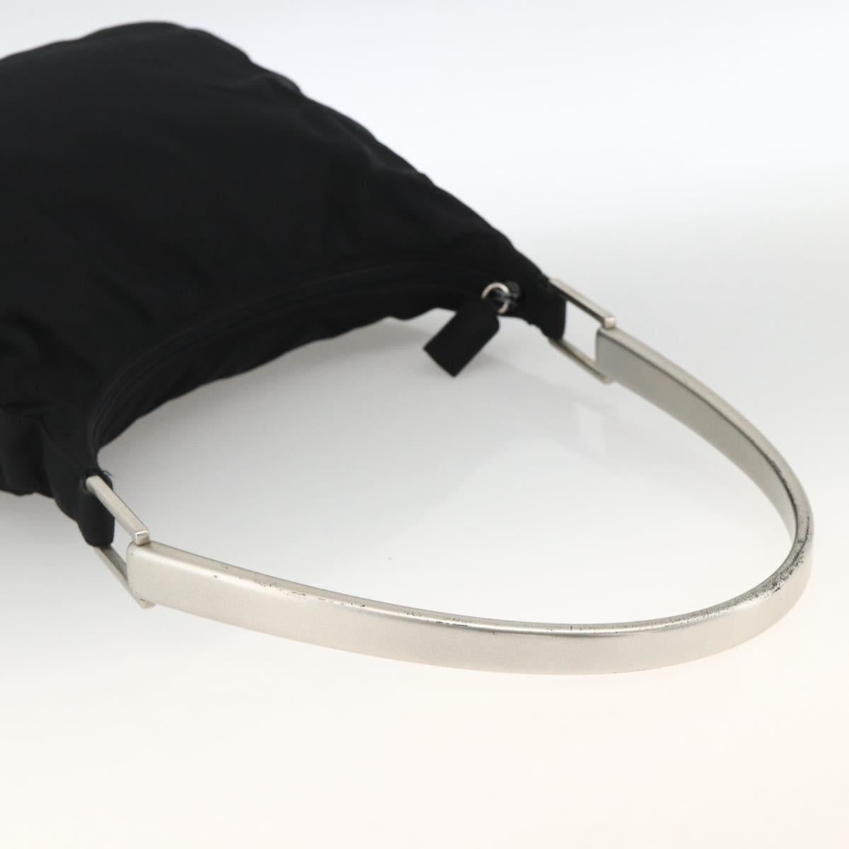PRADA Shoulder Bag Nylon Black Silver Auth 174544