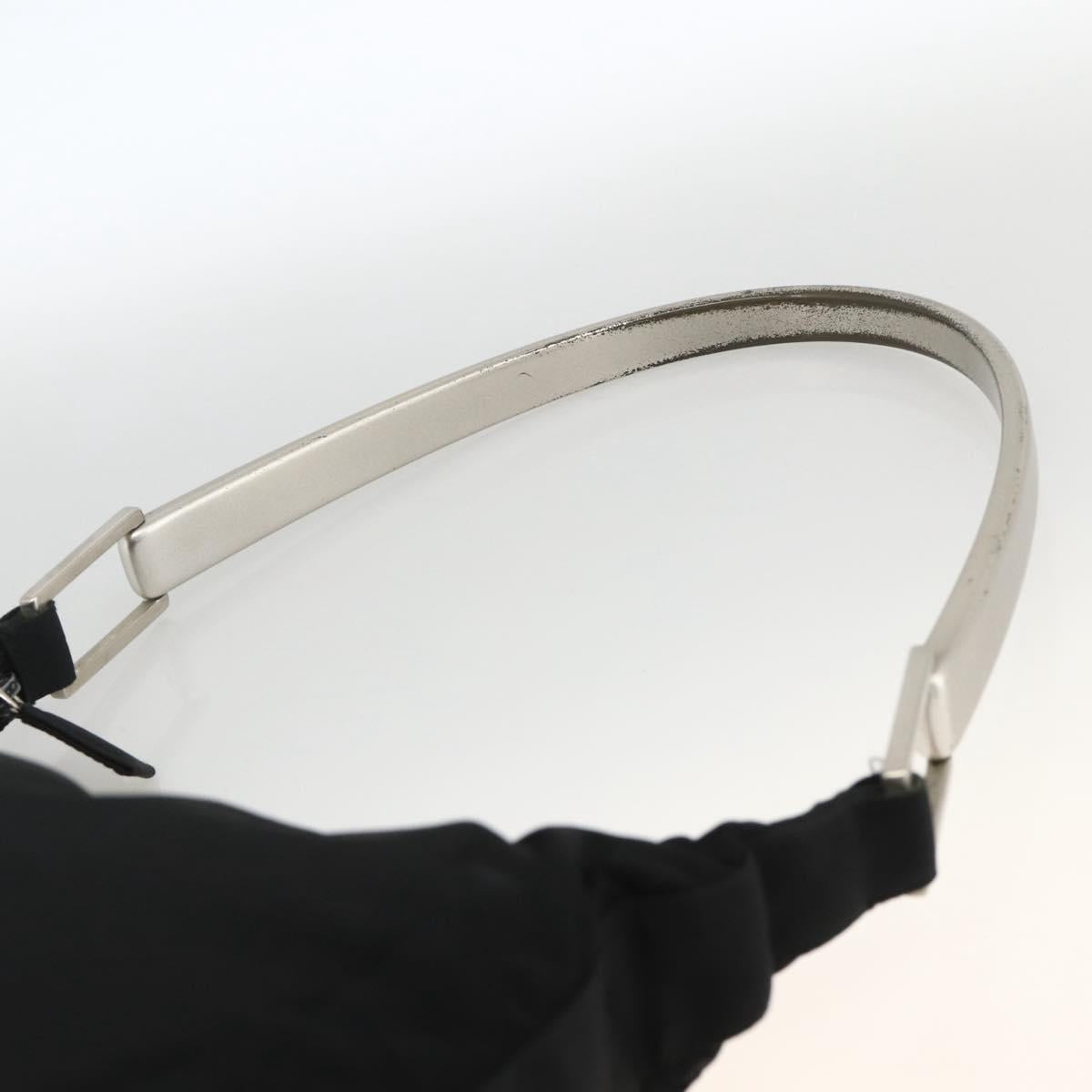 PRADA Shoulder Bag Nylon Black Silver Auth 174544