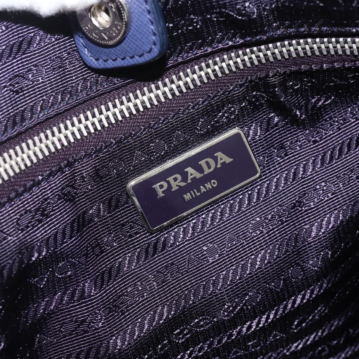 PRADA Tote Bag Nylon Leather Light Blue Silver Auth 174547