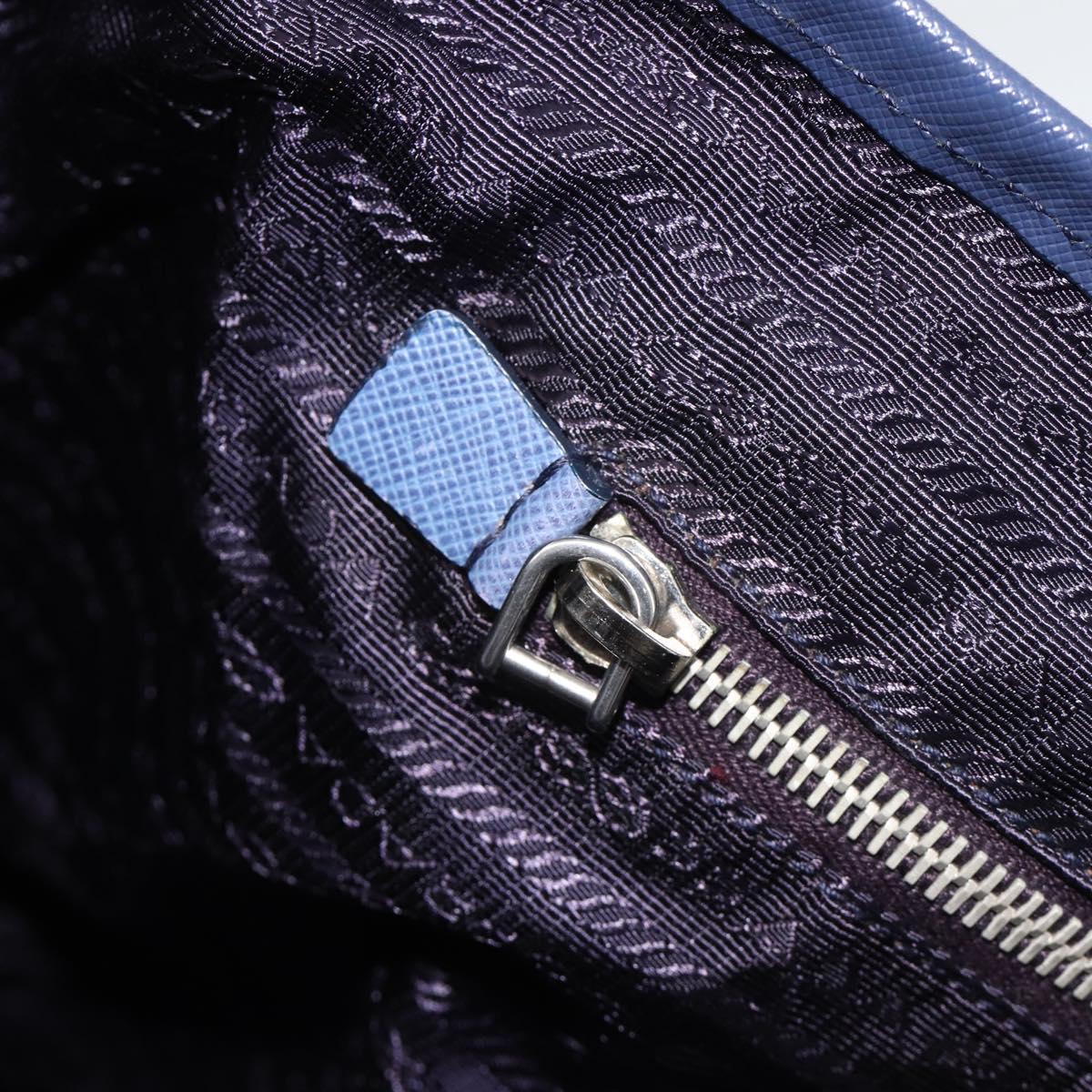 PRADA Tote Bag Nylon Leather Light Blue Silver Auth 174547