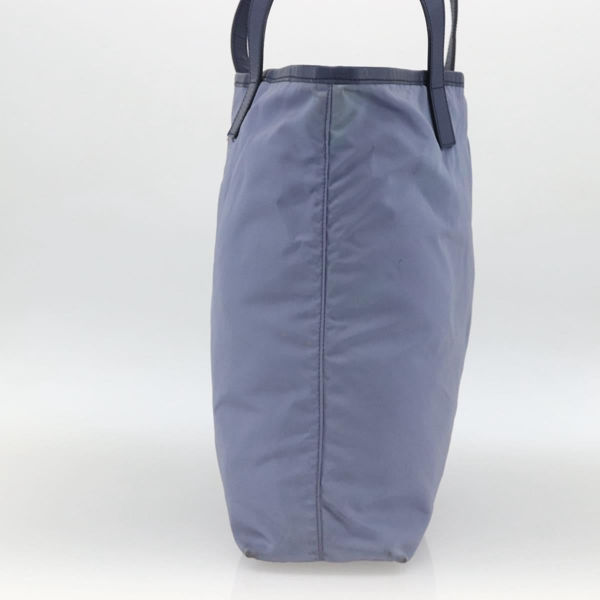 PRADA Tote Bag Nylon Leather Light Blue Silver Auth 174547