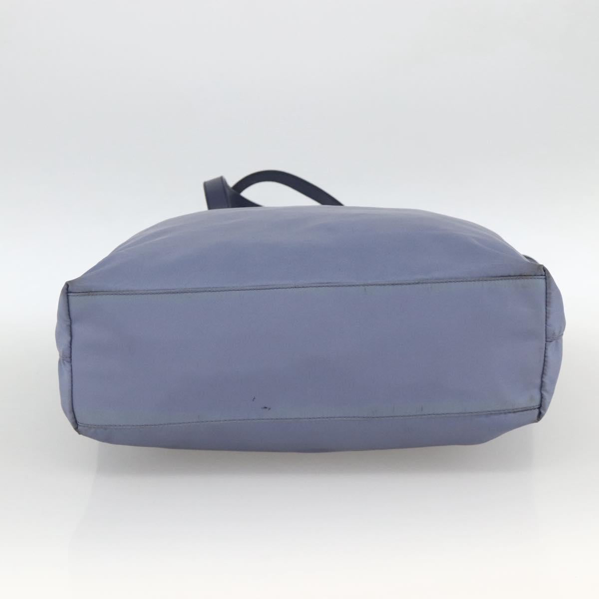 PRADA Tote Bag Nylon Leather Light Blue Silver Auth 174547