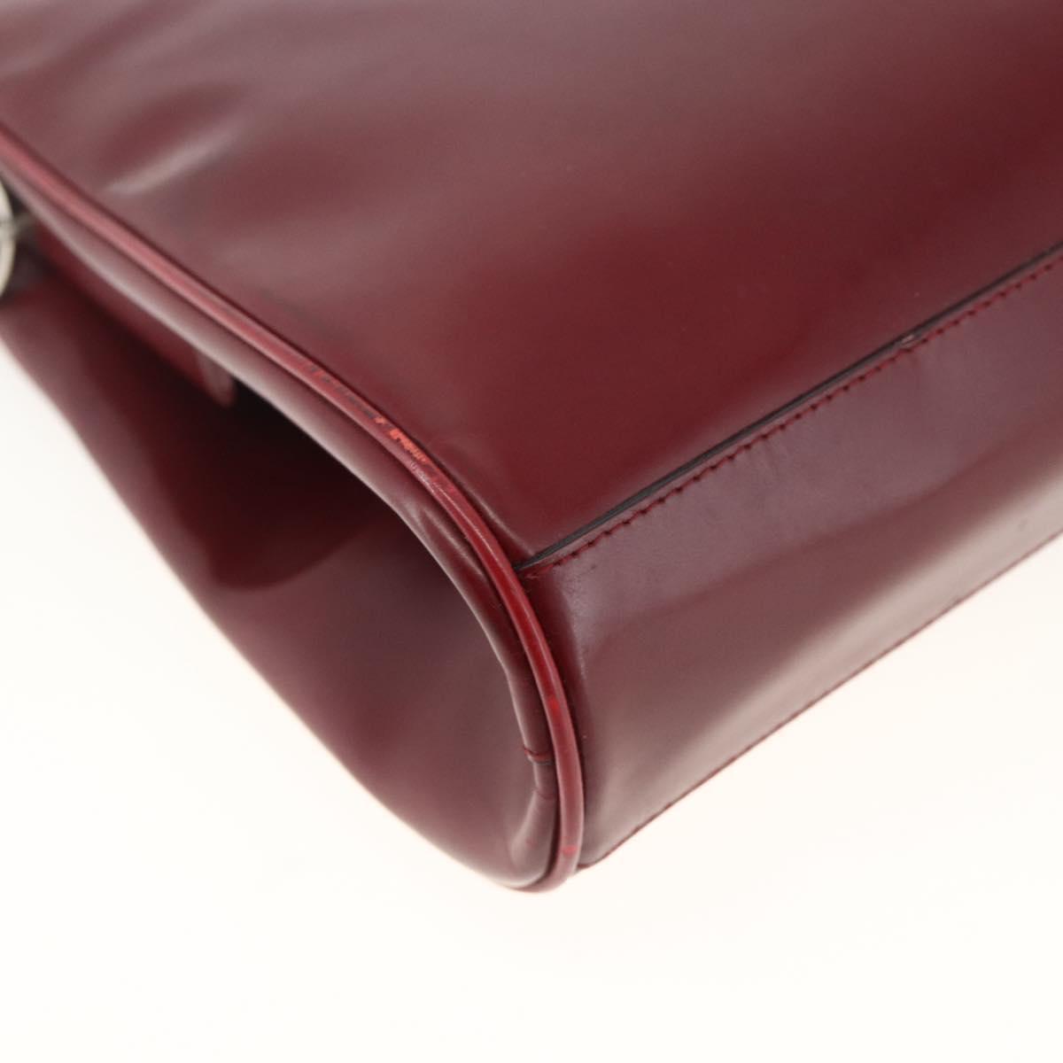 PRADA Hand Bag Leather Bordeaux Auth 174549