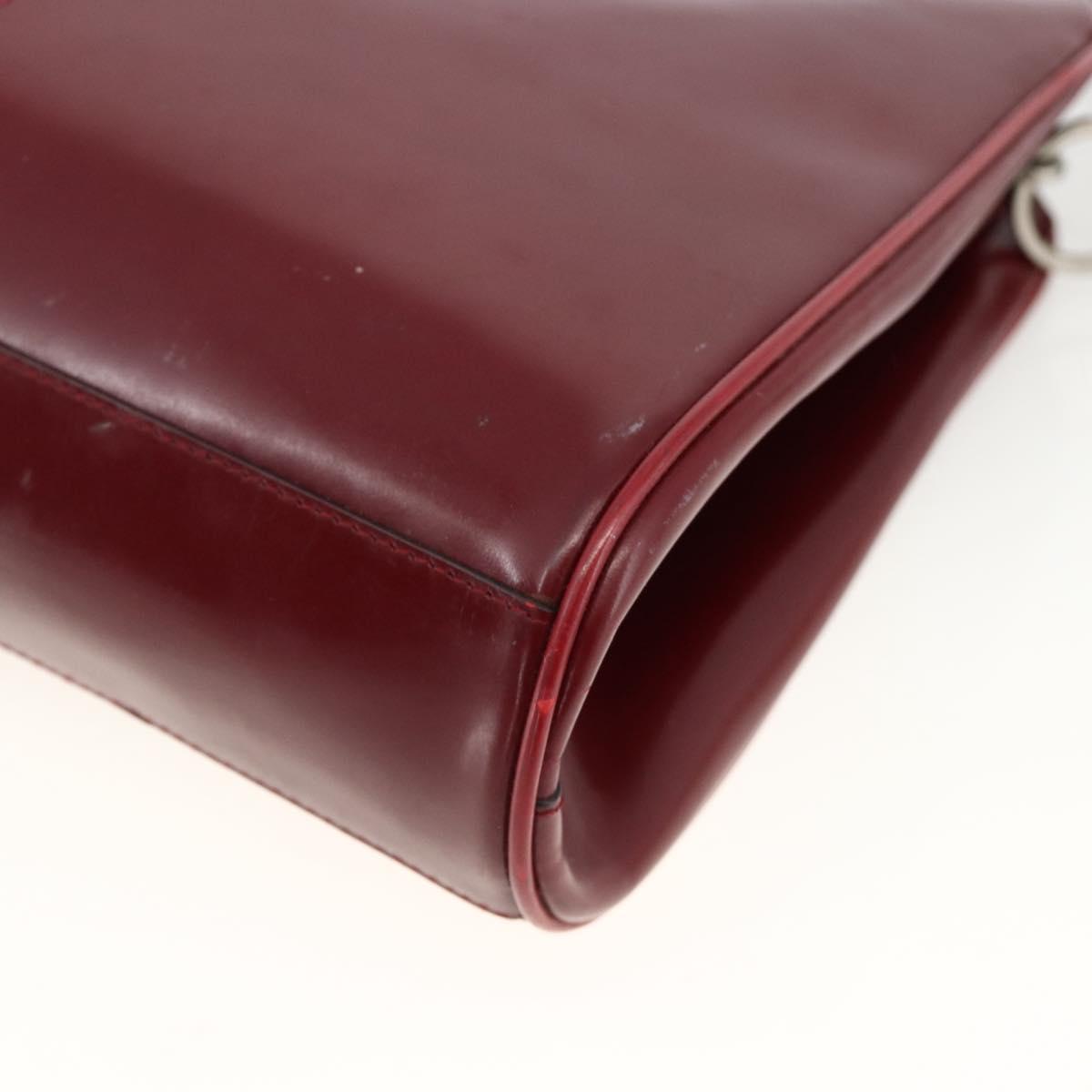PRADA Hand Bag Leather Bordeaux Auth 174549