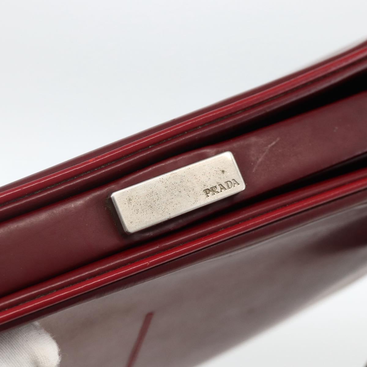 PRADA Hand Bag Leather Bordeaux Auth 174549