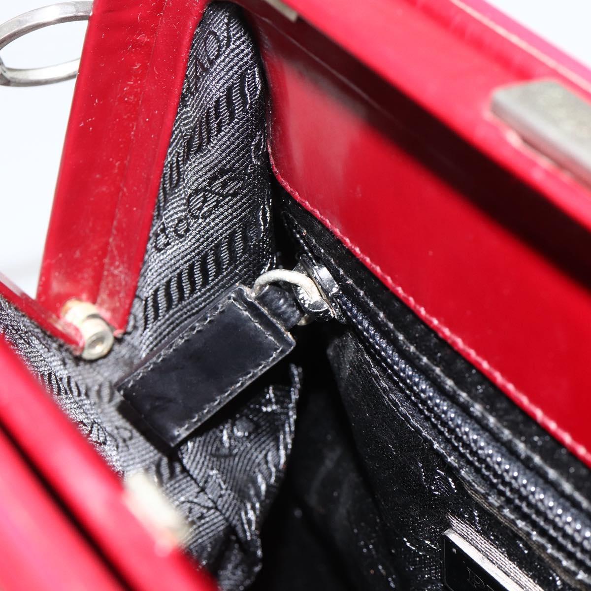 PRADA Hand Bag Leather Bordeaux Auth 174549