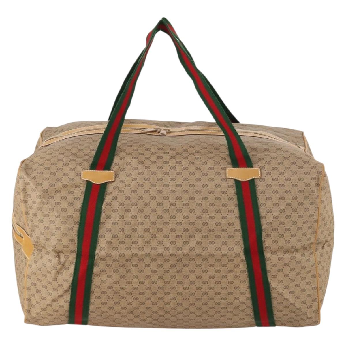 GUCCI Micro GG Supreme Web Sherry Line Bag PVC Beige 012 904 0282 Auth 174550