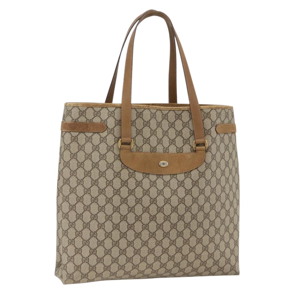 GUCCI GG Supreme Tote Bag PVC Beige Gold 39 02 061 Auth 174551