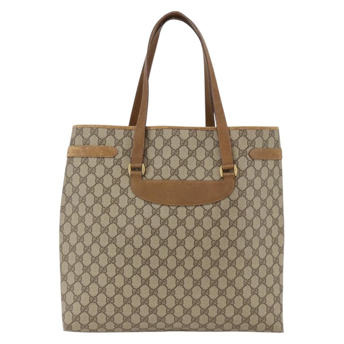 GUCCI GG Supreme Tote Bag PVC Beige Gold 39 02 061 Auth 174551
