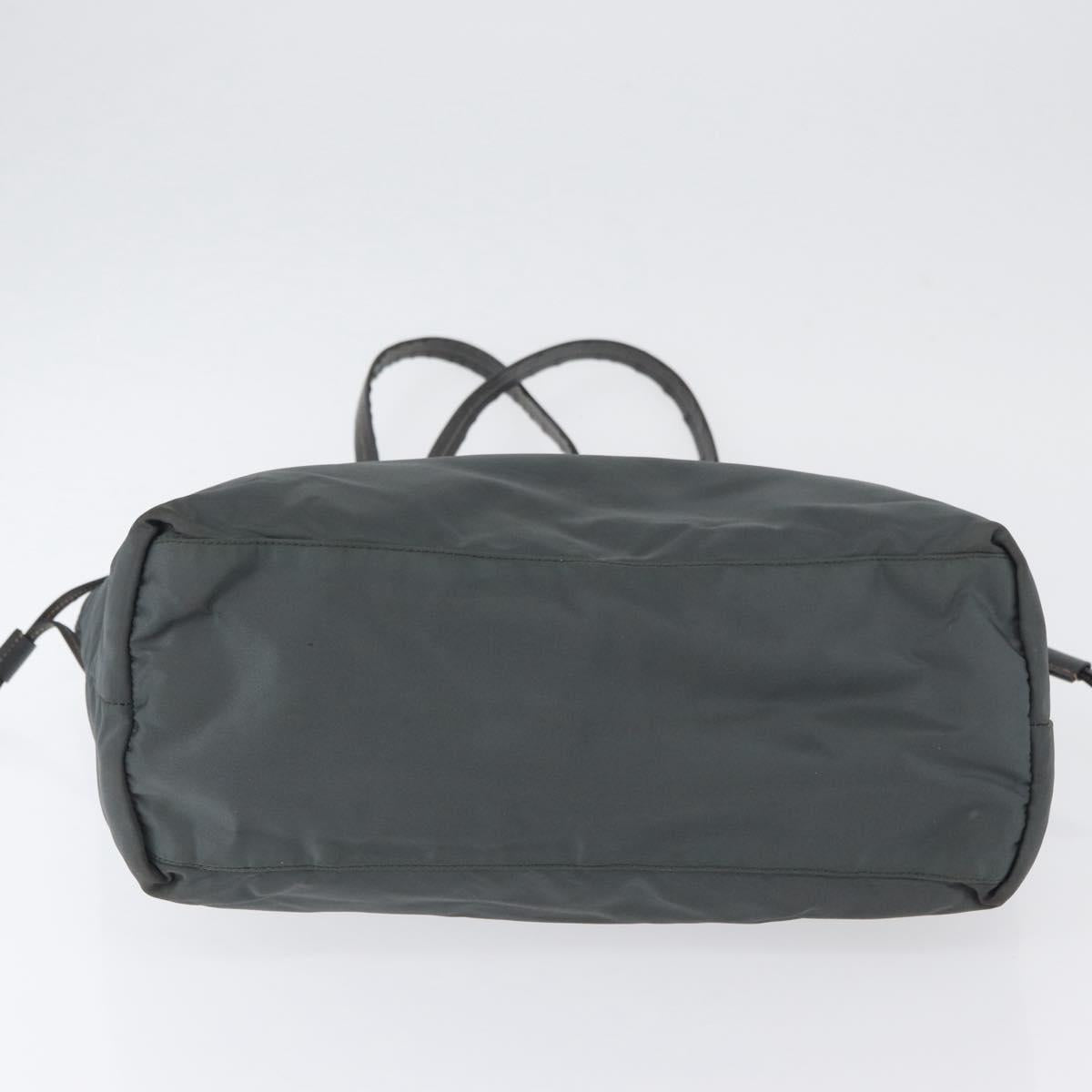 PRADA Tote Bag Nylon Gray Gold Auth 174553