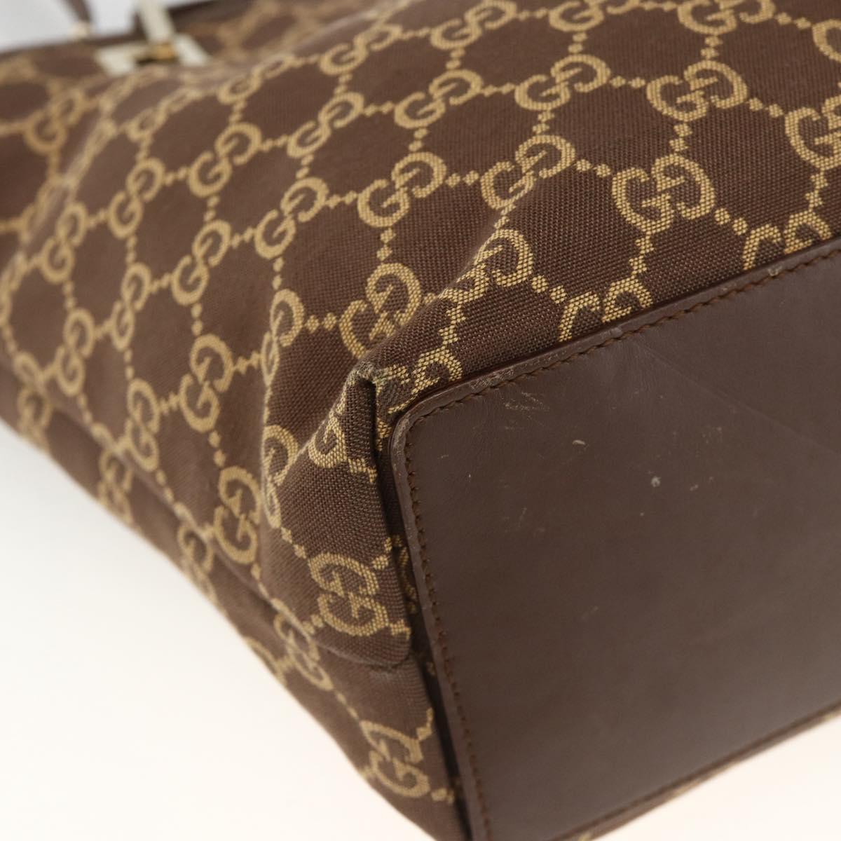 GUCCI GG Canvas Tote Bag Brown Gold 002 1099 Auth 174556