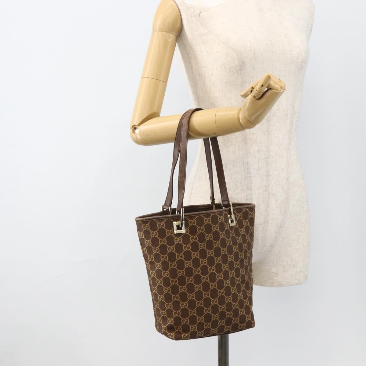 GUCCI GG Canvas Tote Bag Brown Gold 002 1099 Auth 174556