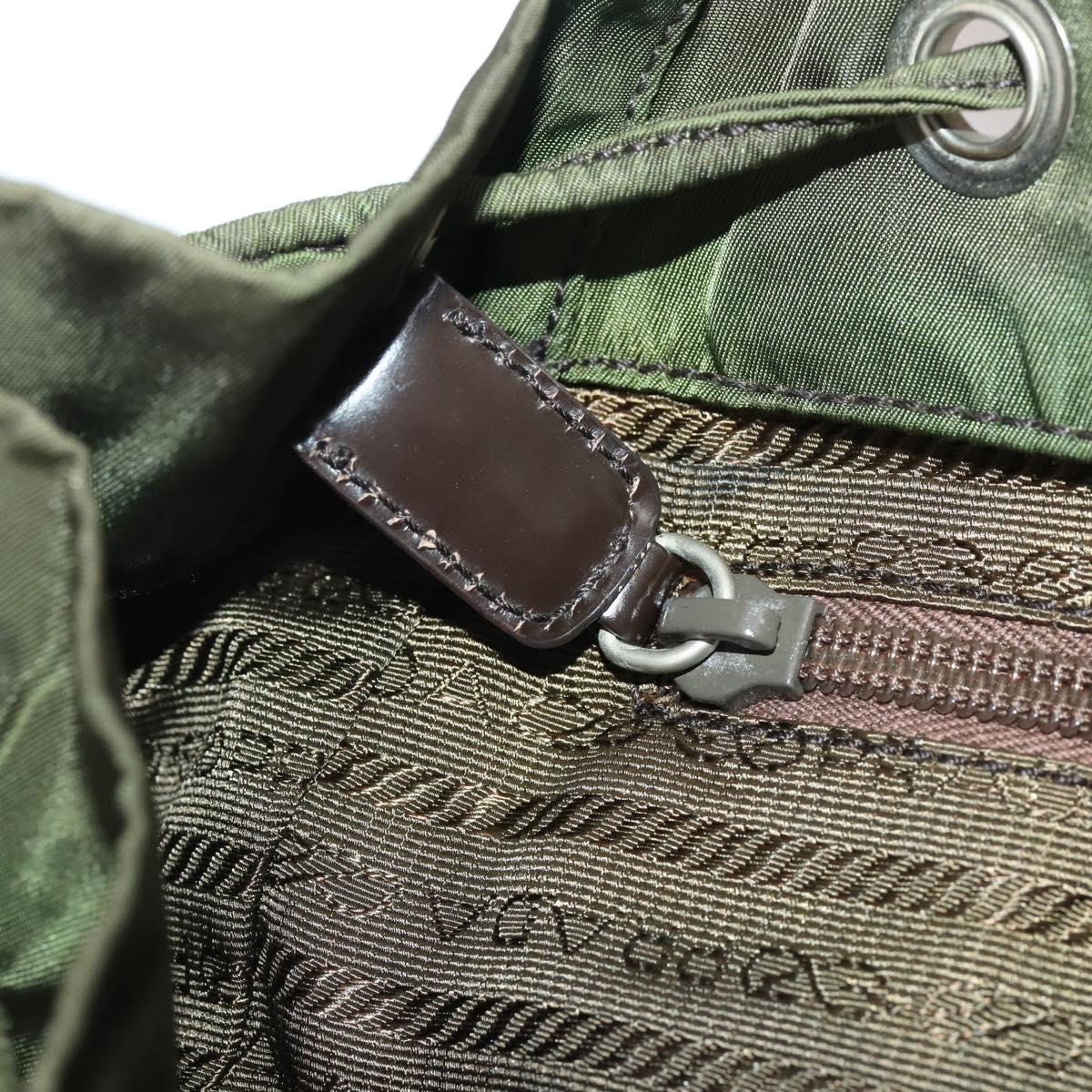 PRADA Backpack Nylon Green Silver Auth 174558
