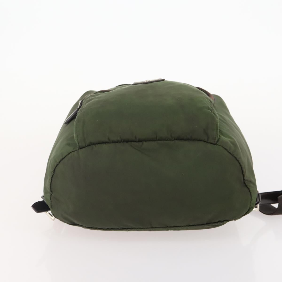 PRADA Backpack Nylon Green Silver Auth 174558