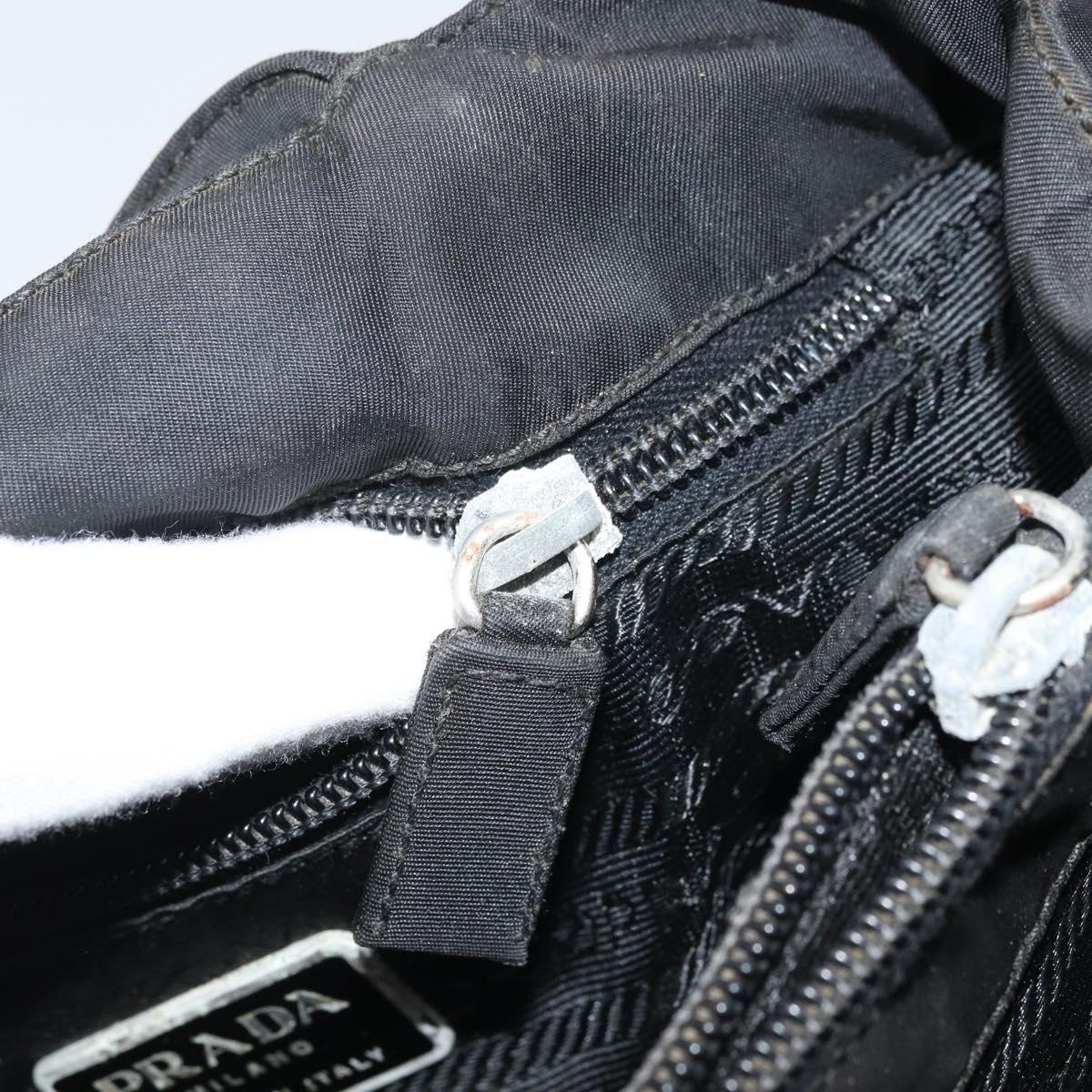 PRADA Tote Bag Nylon Black Silver Auth 174561