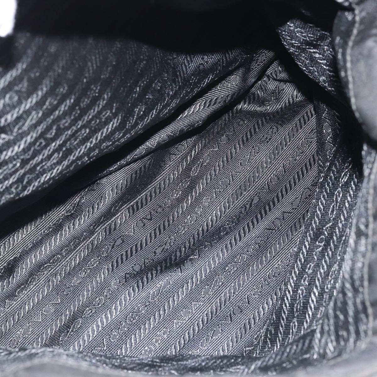 PRADA Tote Bag Nylon Black Silver Auth 174561