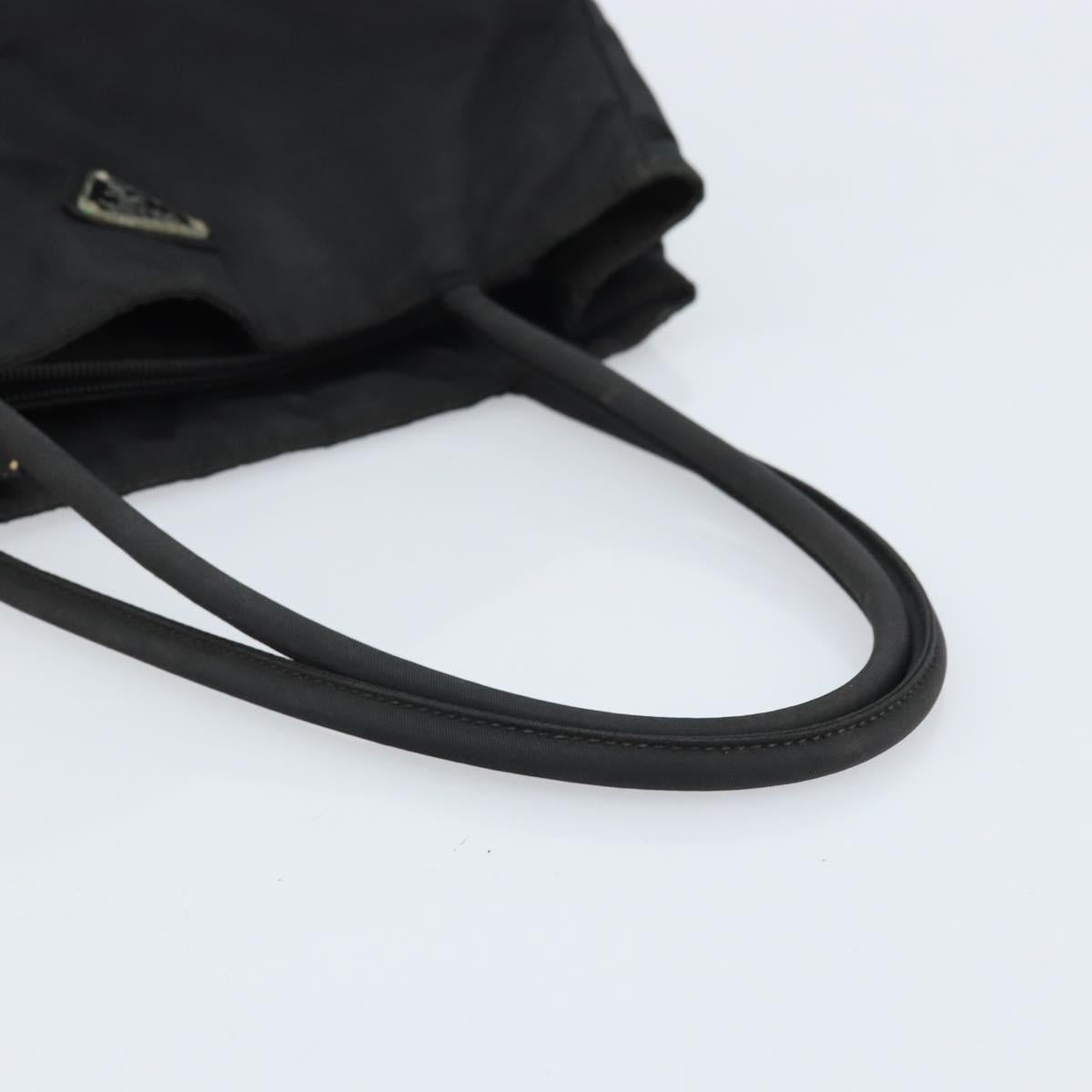 PRADA Tote Bag Nylon Black Silver Auth 174561