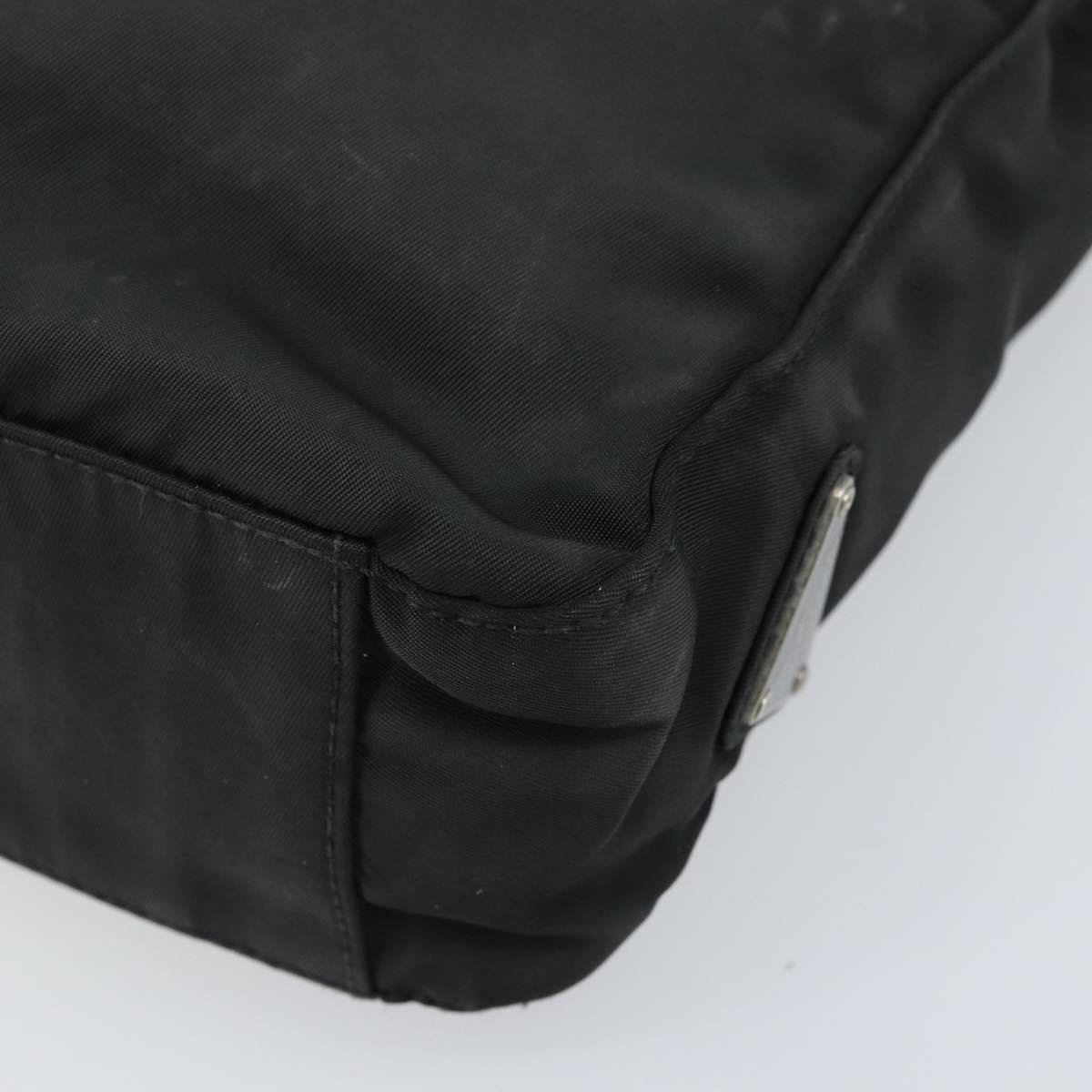 PRADA Tote Bag Nylon Black Silver Auth 174562