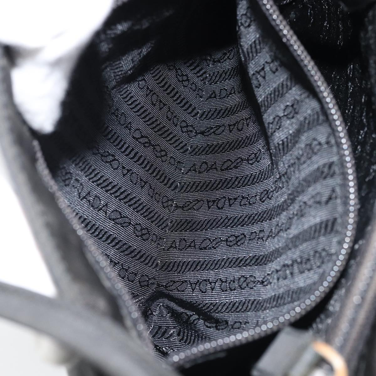 PRADA Tote Bag Nylon Black Silver Auth 174562