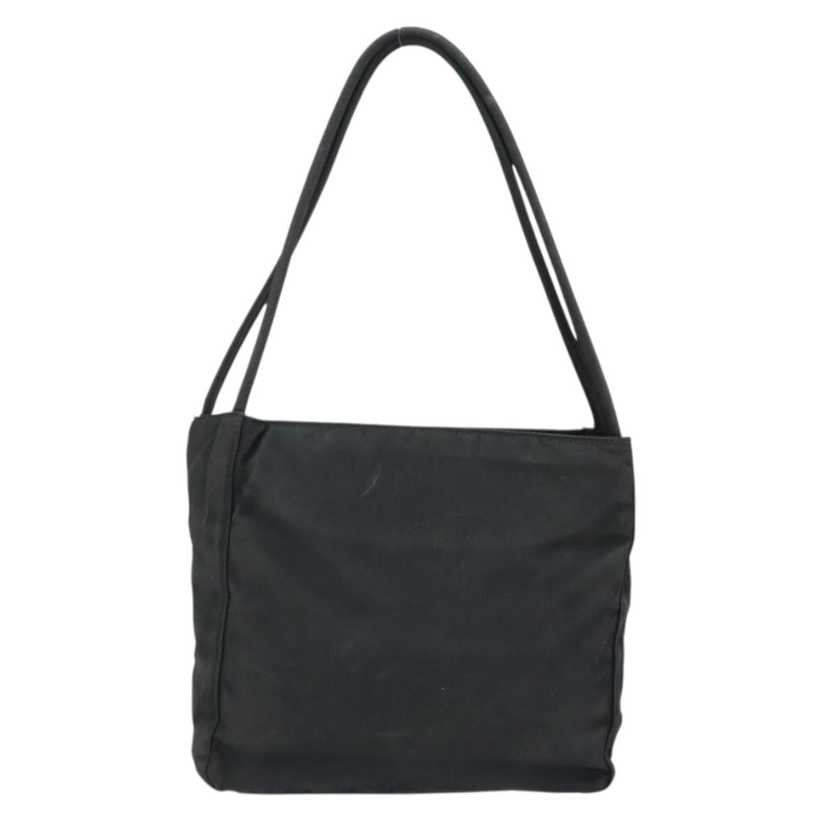 PRADA Tote Bag Nylon Black Silver Auth 174562