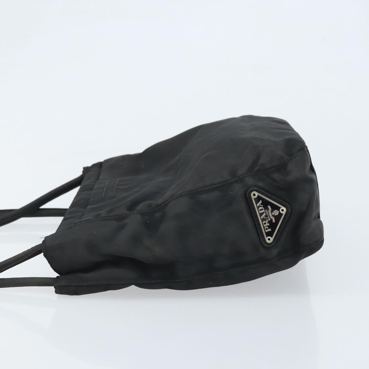 PRADA Tote Bag Nylon Black Silver Auth 174562