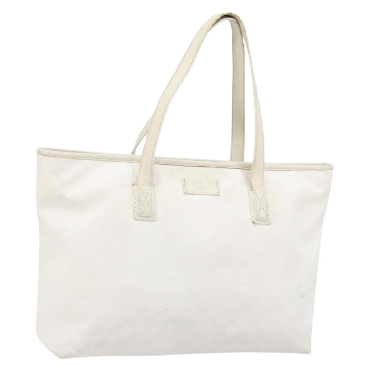 GUCCI GG Implementation Tote Bag PVC White Silver 211137 Auth 174563
