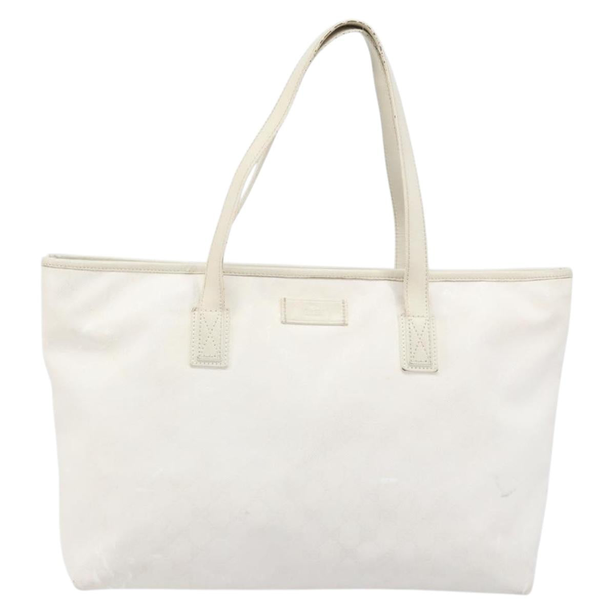 GUCCI GG Implementation Tote Bag PVC White Silver 211137 Auth 174563