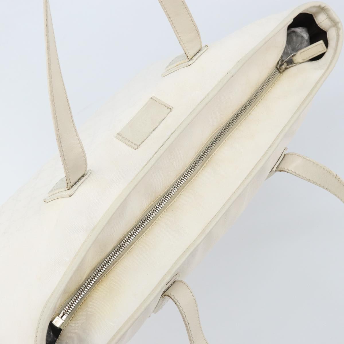 GUCCI GG Implementation Tote Bag PVC White Silver 211137 Auth 174563