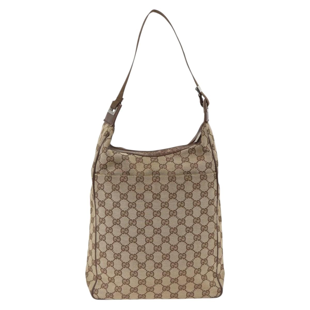 GUCCI GG Canvas Shoulder Bag Beige Silver 019.0538 Auth 174564