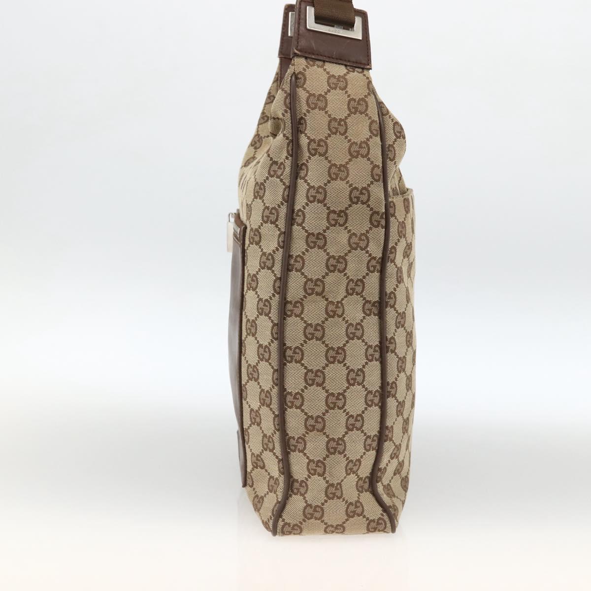 GUCCI GG Canvas Shoulder Bag Beige Silver 019.0538 Auth 174564