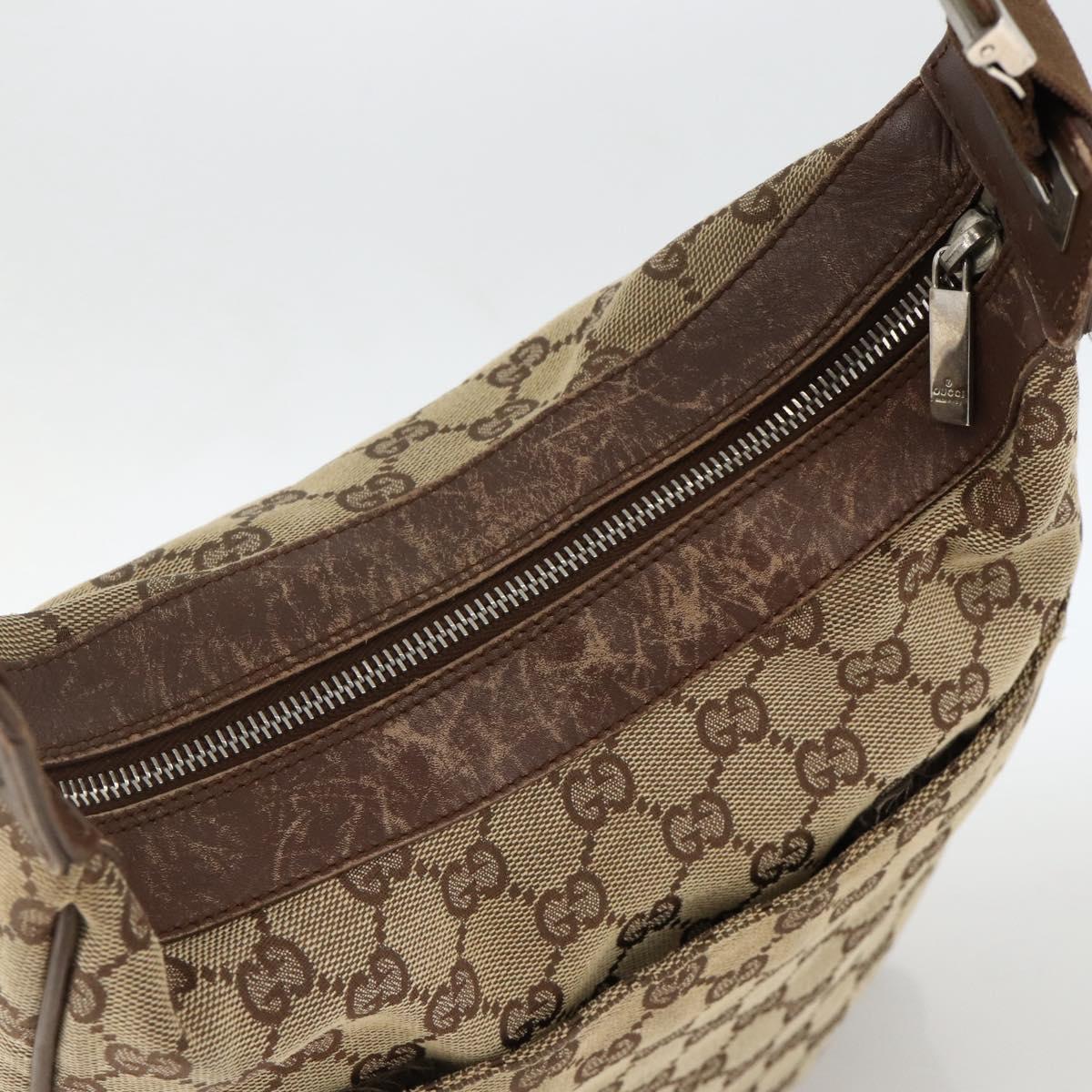 GUCCI GG Canvas Shoulder Bag Beige Silver 019.0538 Auth 174564