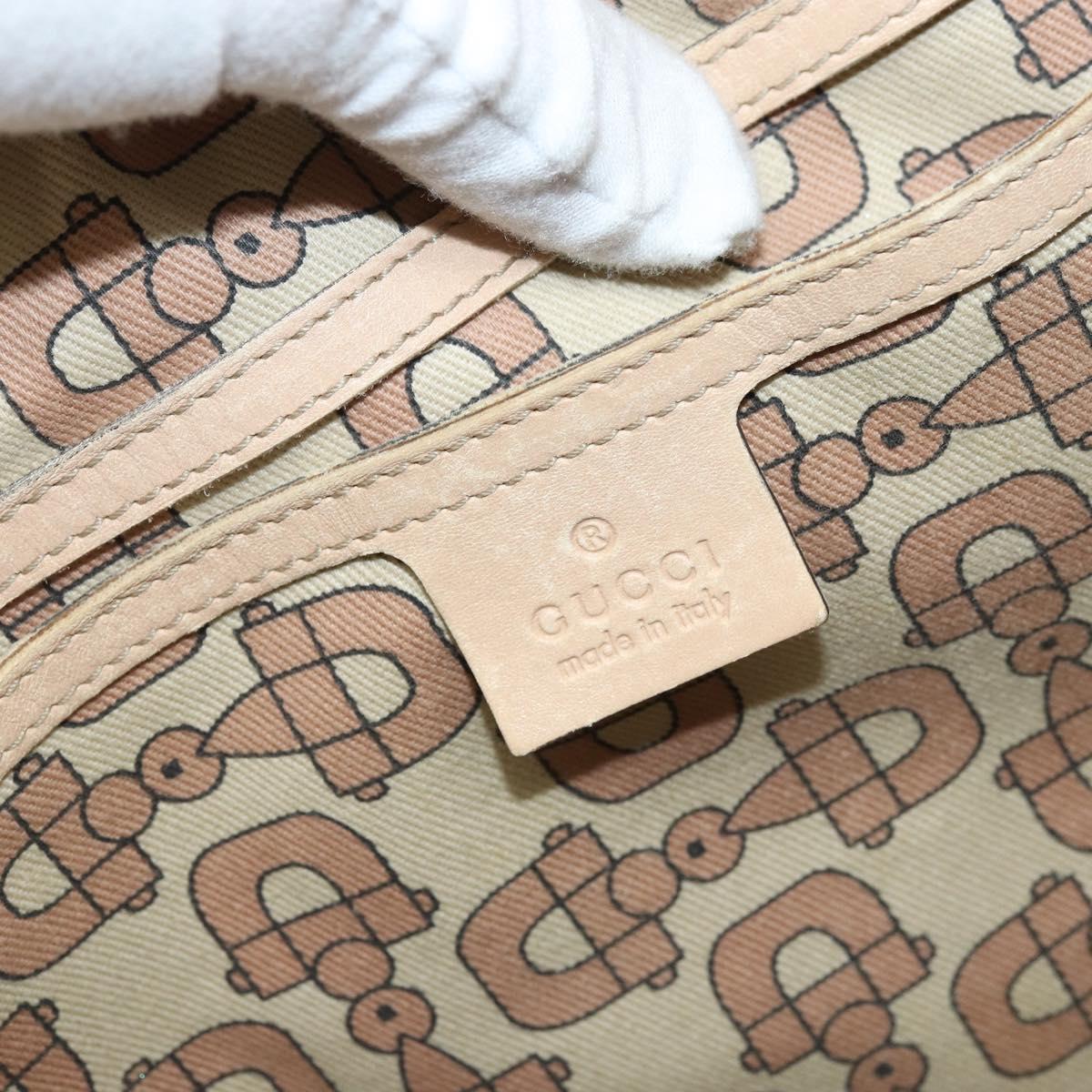 GUCCI GG Canvas Guccissima Tote Bag Leather Beige Gold Auth 174566