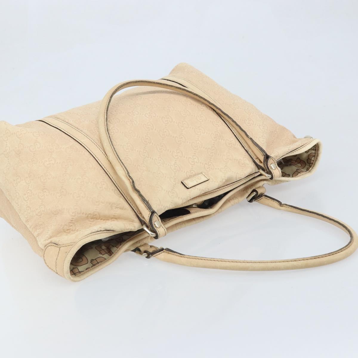 GUCCI GG Canvas Guccissima Tote Bag Leather Beige Gold Auth 174566
