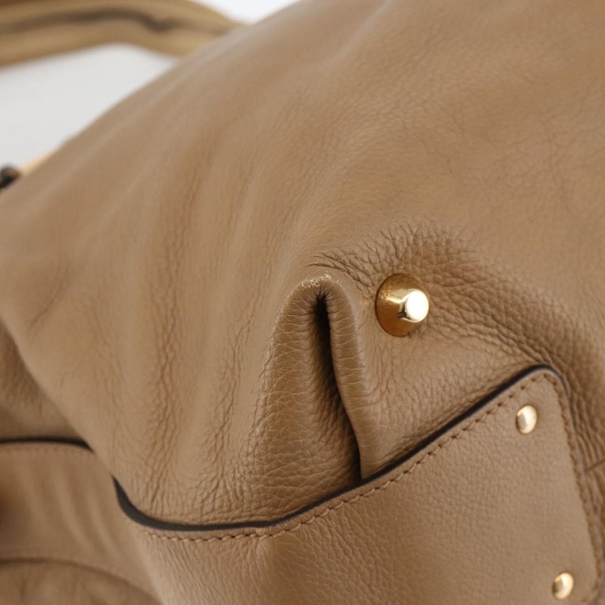 Chloe Angie Tote Bag Leather Brown Gold Auth 174567