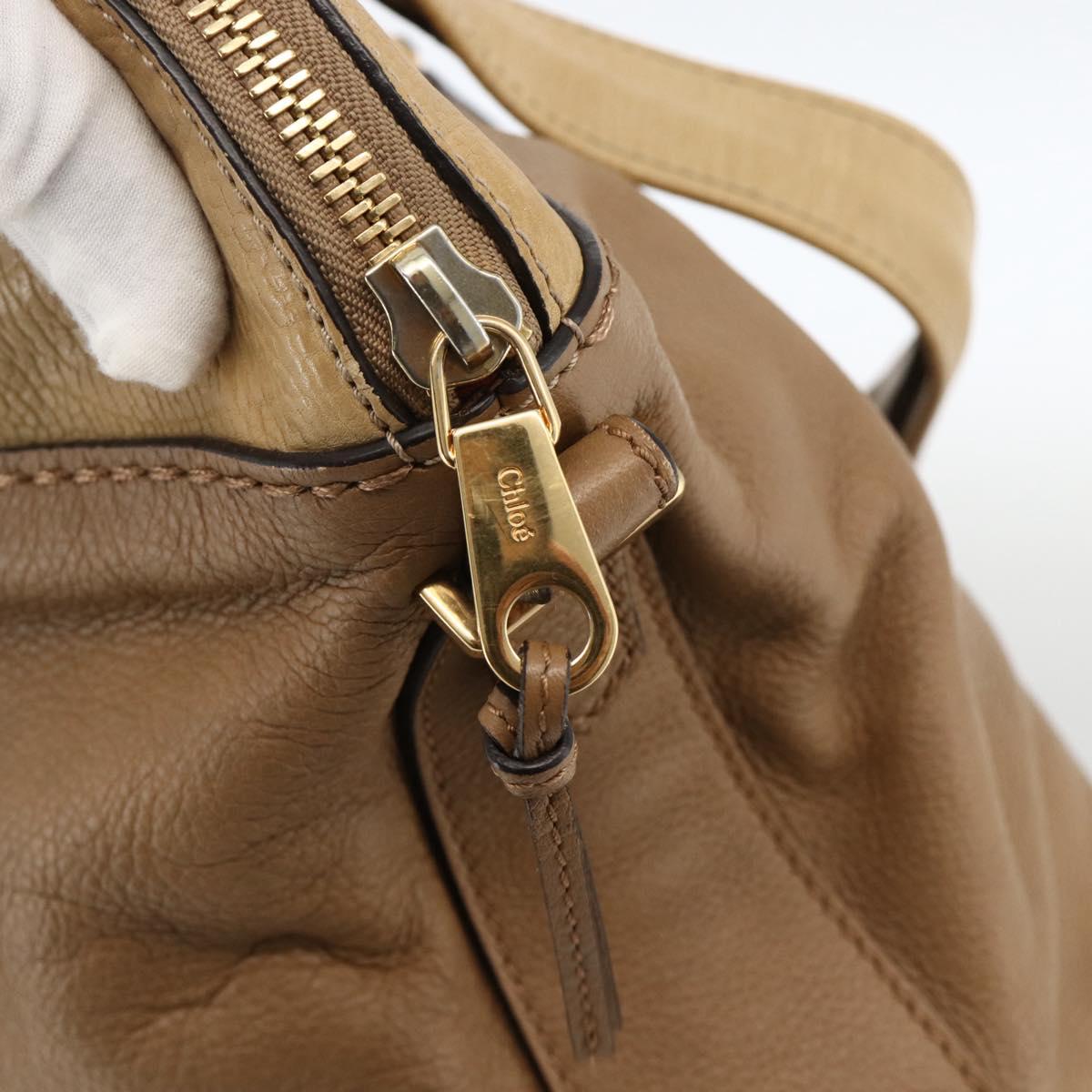 Chloe Angie Tote Bag Leather Brown Gold Auth 174567