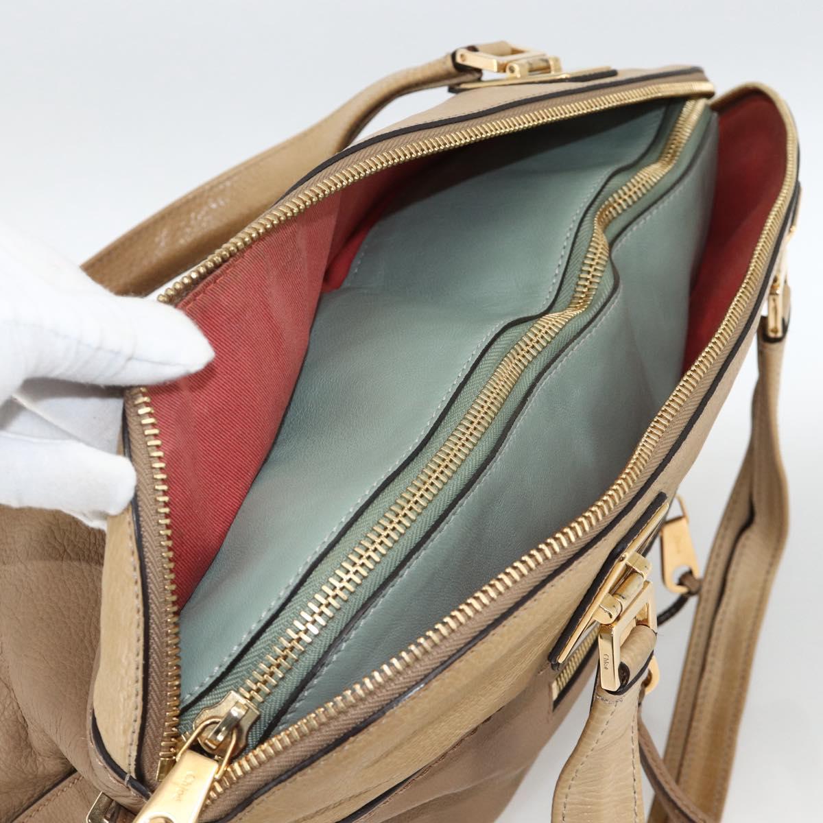 Chloe Angie Tote Bag Leather Brown Gold Auth 174567