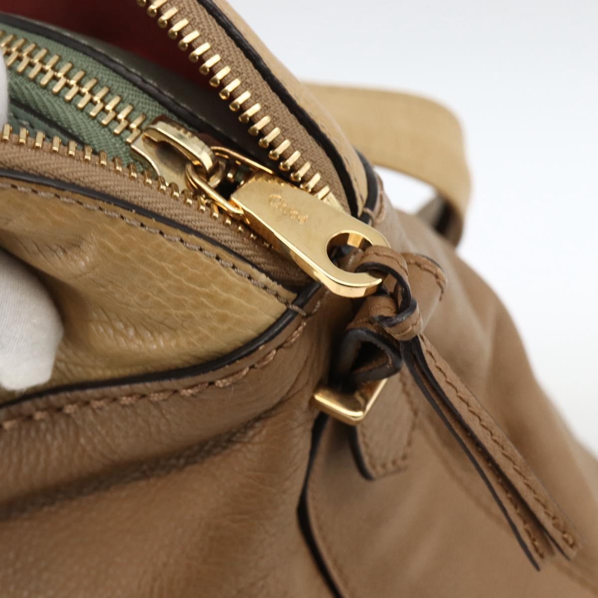 Chloe Angie Tote Bag Leather Brown Gold Auth 174567