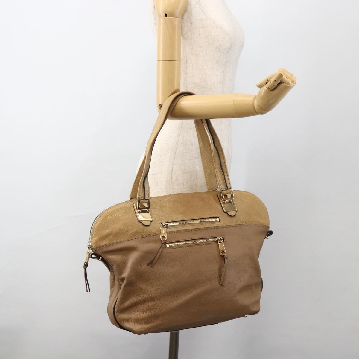 Chloe Angie Tote Bag Leather Brown Gold Auth 174567
