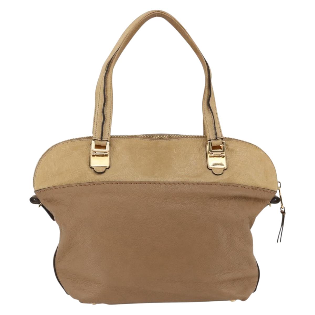 Chloe Angie Tote Bag Leather Brown Gold Auth 174567