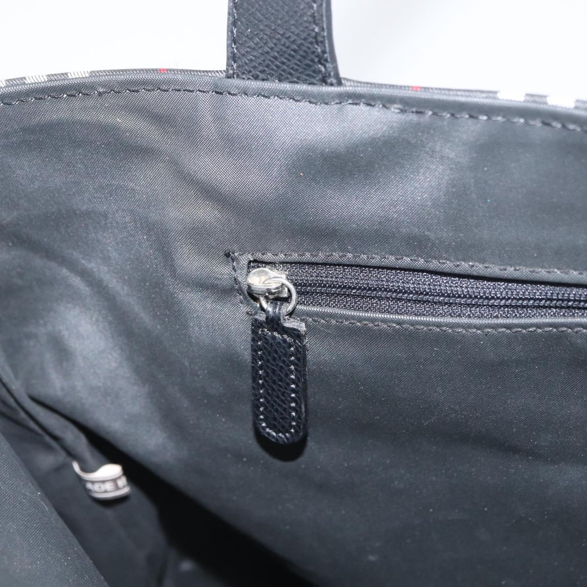 BURBERRY Nova Check Tote Bag Nylon Black Silver Auth 174568