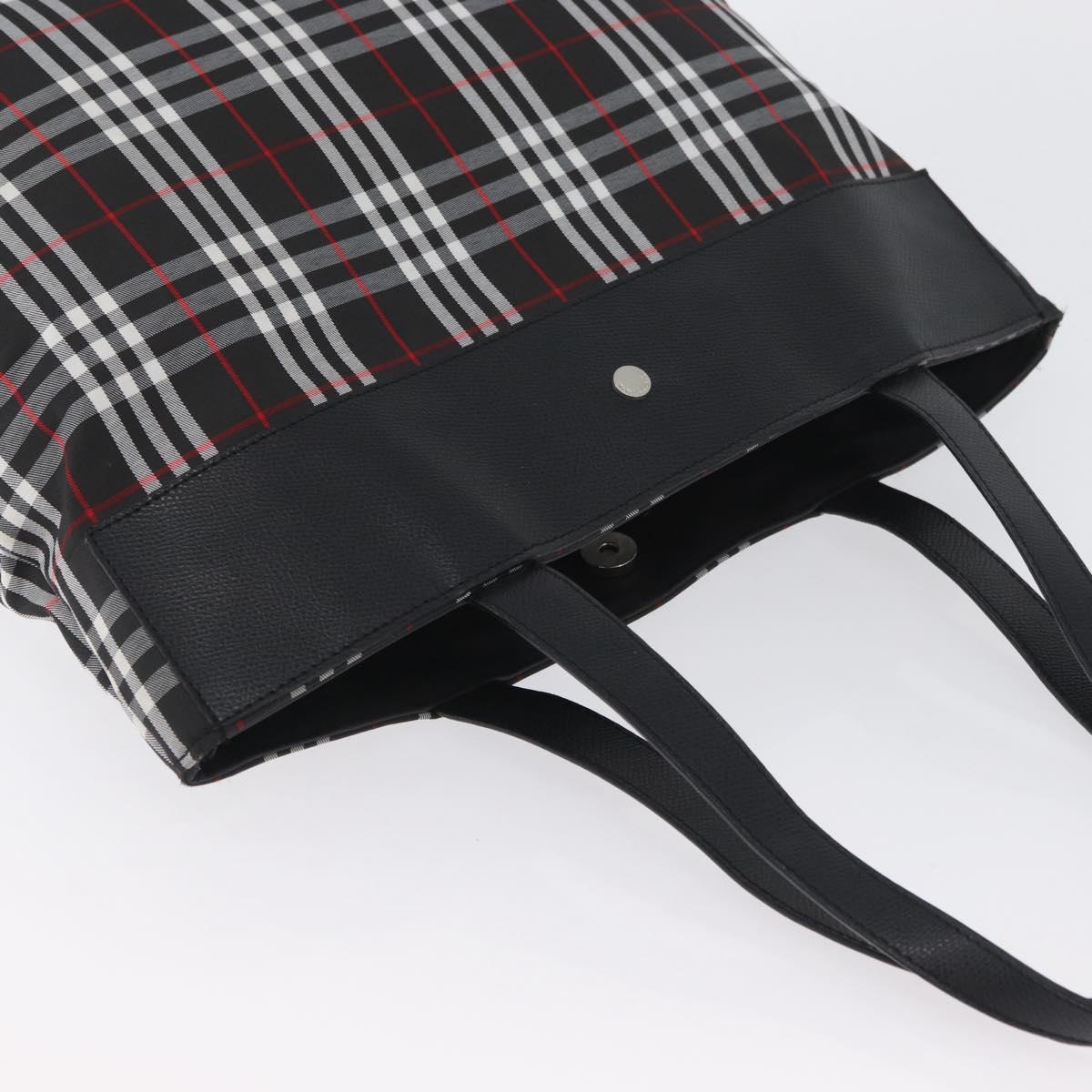 BURBERRY Nova Check Tote Bag Nylon Black Silver Auth 174568