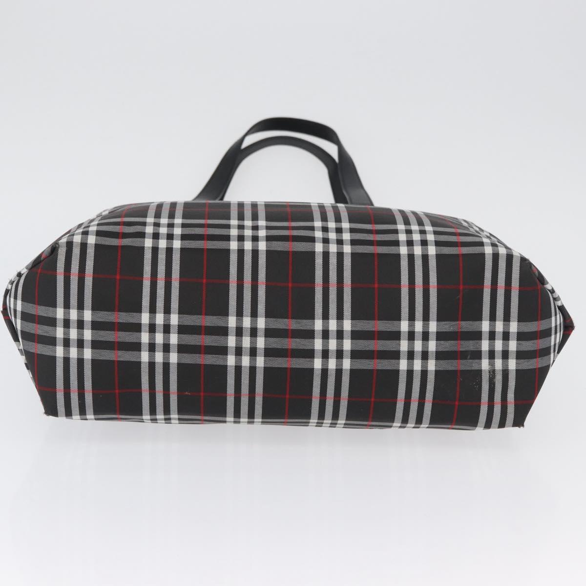 BURBERRY Nova Check Tote Bag Nylon Black Silver Auth 174568
