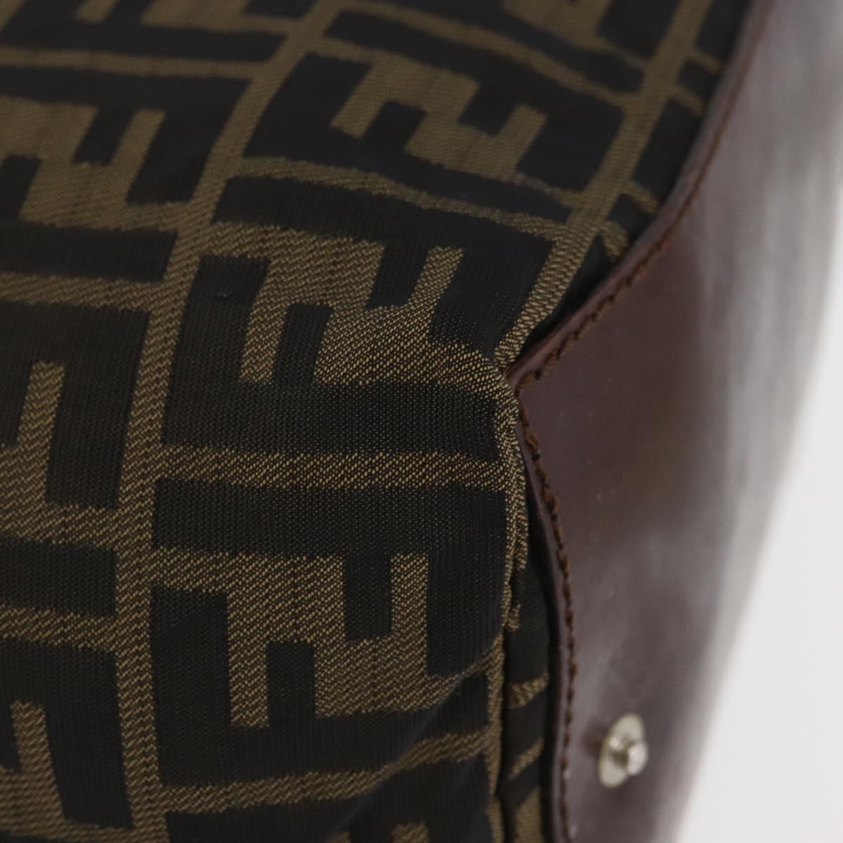 FENDI Zucca Canvas Hand Bag Brown Black Auth 174570