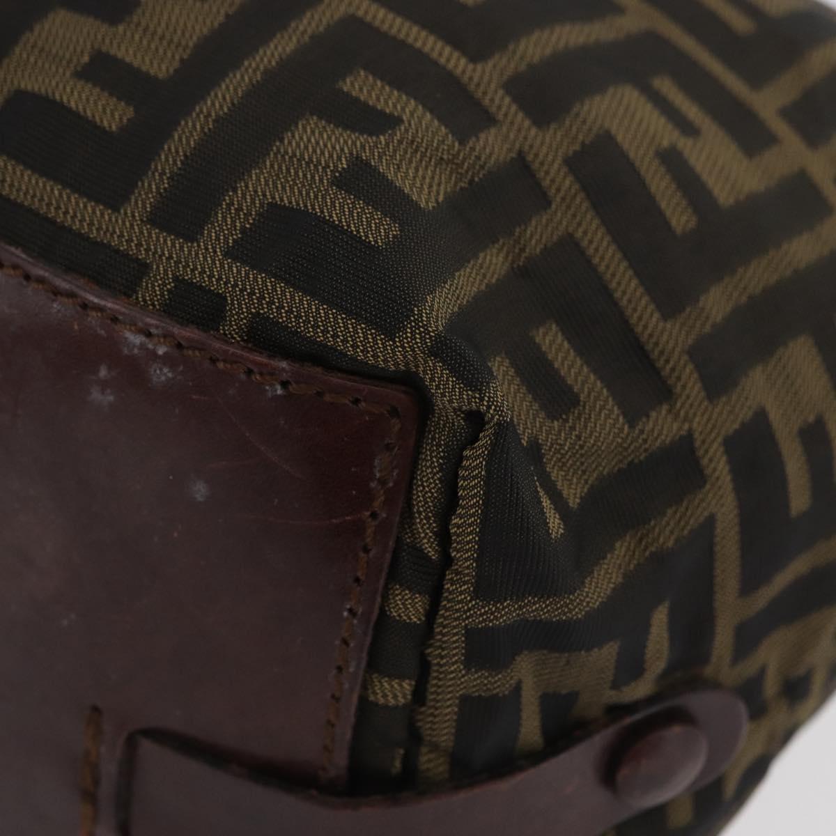 FENDI Zucca Canvas Hand Bag Brown Black Auth 174570